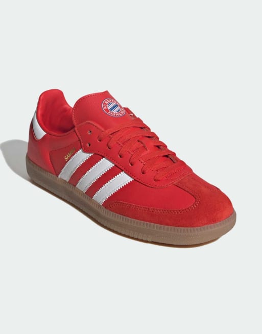 adidas Originals Bayern Munich Samba trainers in red and white