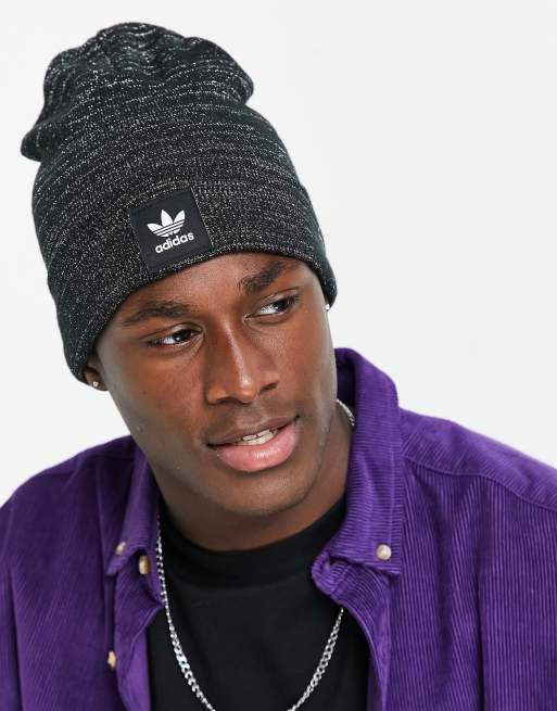 adidas Originals - Beanie met trefoil-logo en space-dye in zwart