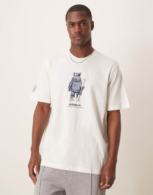 adidas Originals bear graphic t-shirt in cream