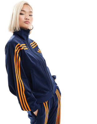 adidas Originals - Beckenbauer - Trainingsjacke aus Samt in Indigoblau-Marineblau