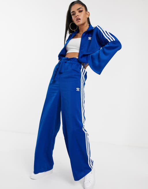 adidas Originals Bellista bell sleeve track jacket in blue