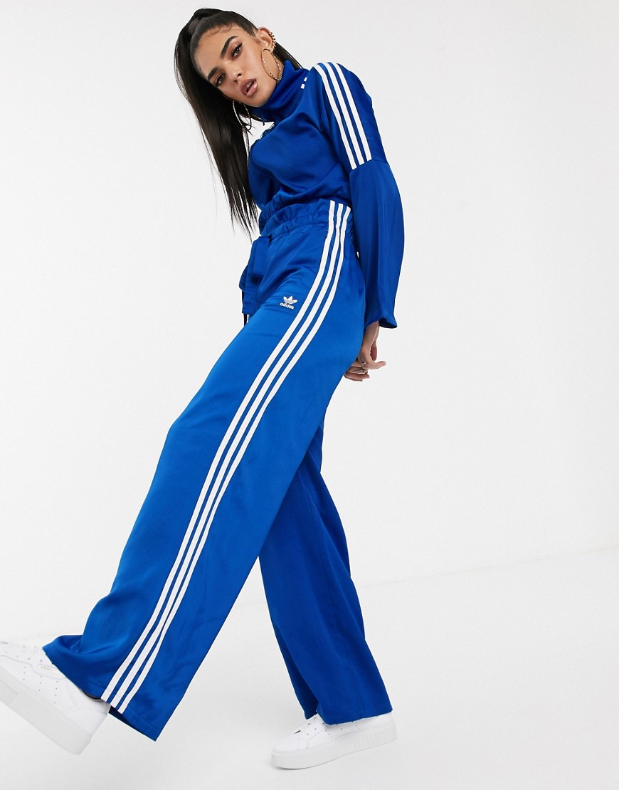 adidas Originals – Bellista – Blå byxor med rynkad midja