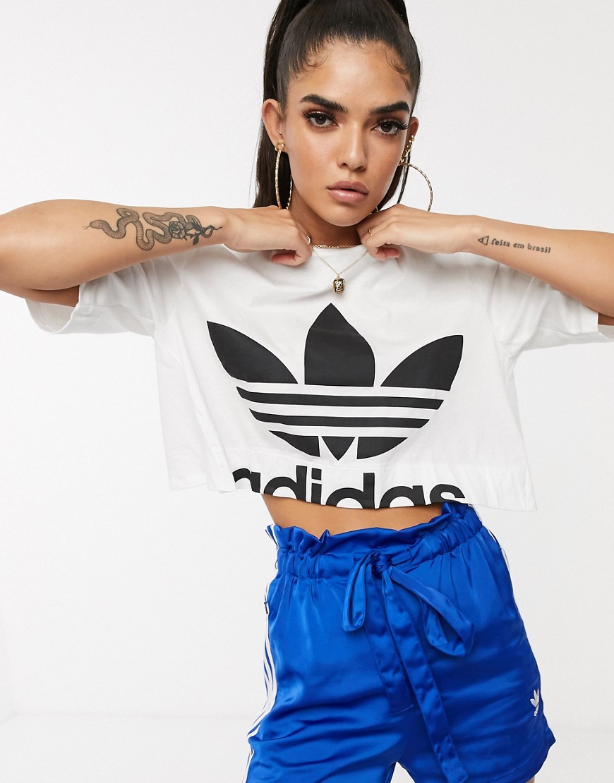 Adidas Originals - Bellista - Cropped T-shirt met trefoil-logo in wit