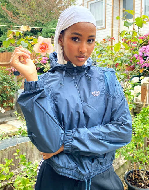 adidas Originals Bellista cropped windbreaker in teal