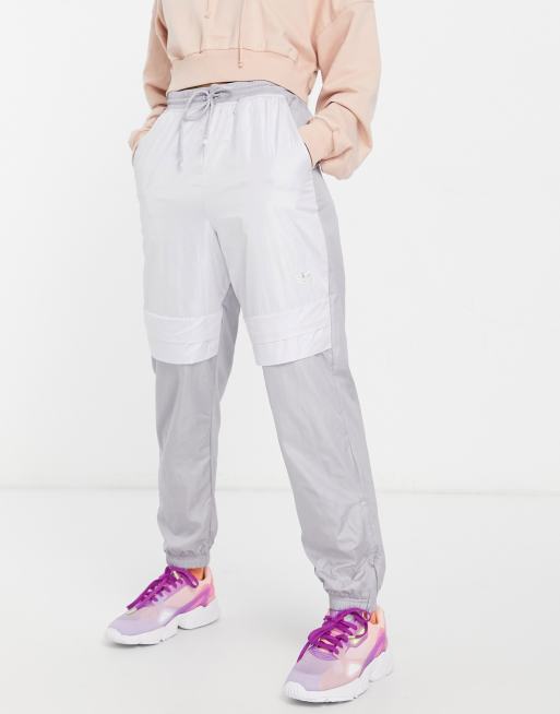adidas Originals Bellista cuffed sweatpants in gray and white