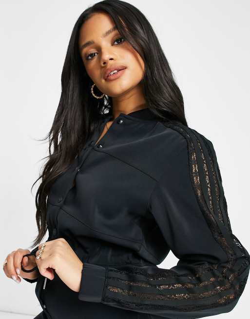 adidas Originals Bellista Jumpsuit in Schwarz mit Spitze