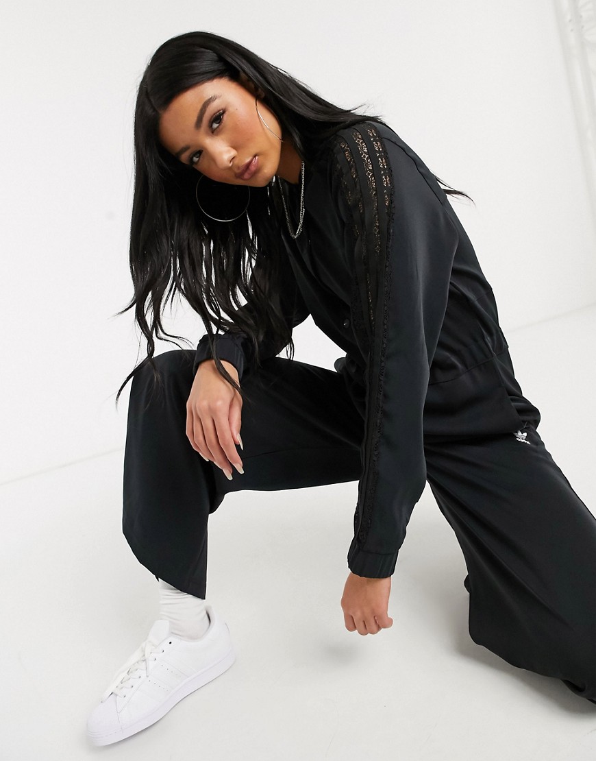 Adidas Originals - Bellista - Jumpsuit met kanten inzetstuk in zwart