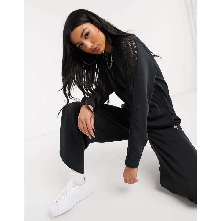 adidas Originals Bellista lace insert jumpsuit in black ASOS