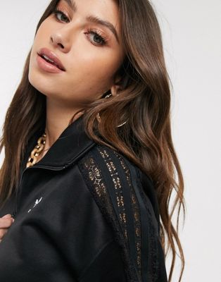 adidas originals bellista lace insert track jacket in black