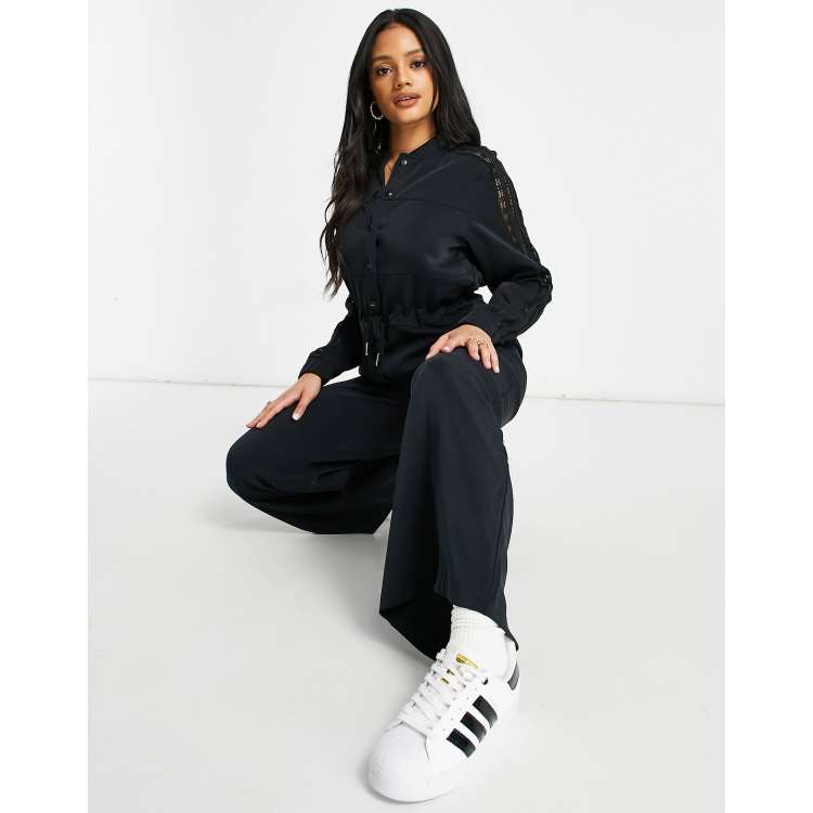 adidas Originals Bellista lace insert track jacket in black