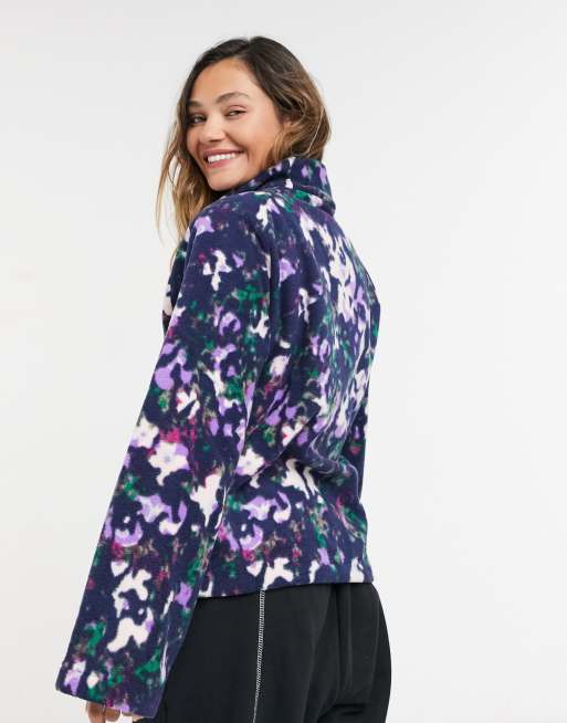 Adidas blue floral jacket clearance