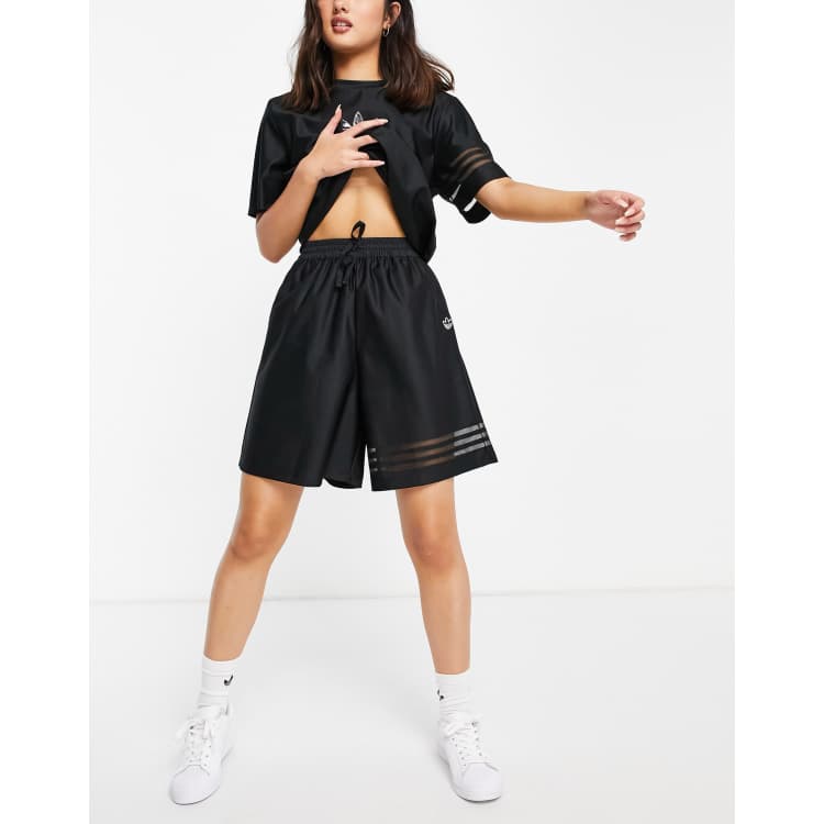 adidas Originals Bellista Short avec logo et rayures en tulle Noir