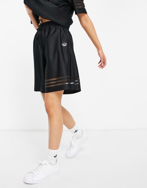 adidas Originals Bellista Short avec logo et rayures en tulle Noir