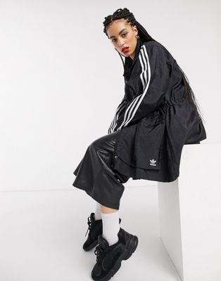 adidas originals tlrd three stripe duster coat in black