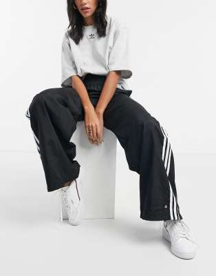 adidas originals bellista lace insert wide leg trousers in black