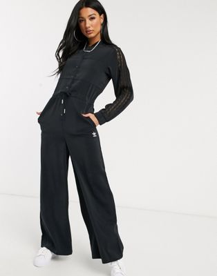 adidas Originals - Bellista - Tuta jumpsuit nera con inserti in pizzo | ASOS