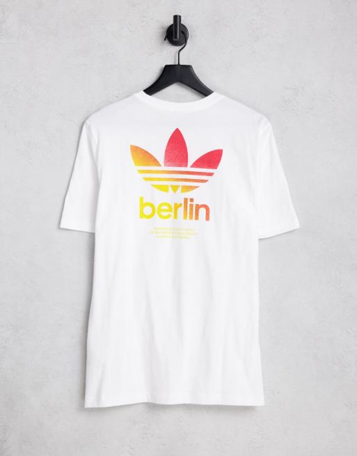 adidas Originals Berlin backprint logo t shirt in white