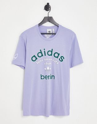 adidas Originals Berlin logo t-shirt in lilac