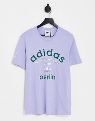 adidas Originals Berlin logo t-shirt in lilac