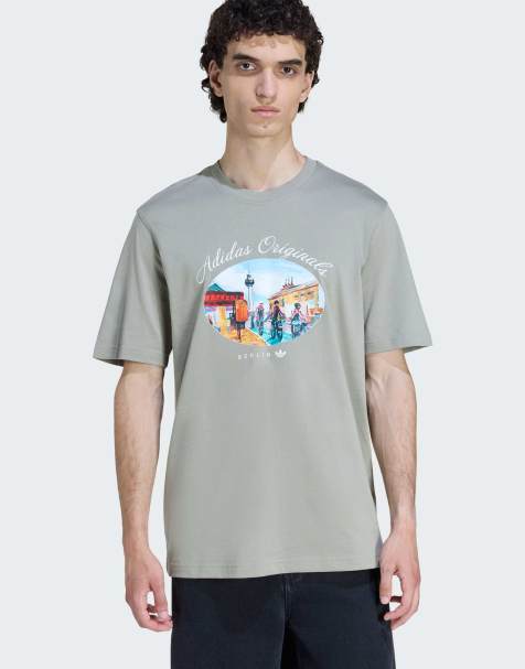 adidas Originals Berlinpaint tee in silver pebble - view 1