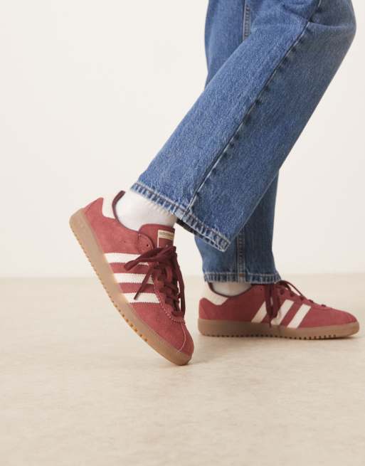 adidas Originals Bermuda sneakers in burgundy and white | ASOS