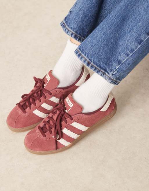 adidas Originals Bermuda sneakers in burgundy and white | ASOS