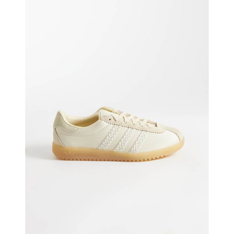 adidas Originals Bermuda sneakers in butter yellow with crochet