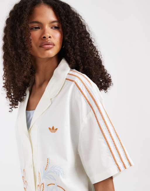 adidas Originals – Besticktes Freizeithemd in Wollweiß, 3 von 4