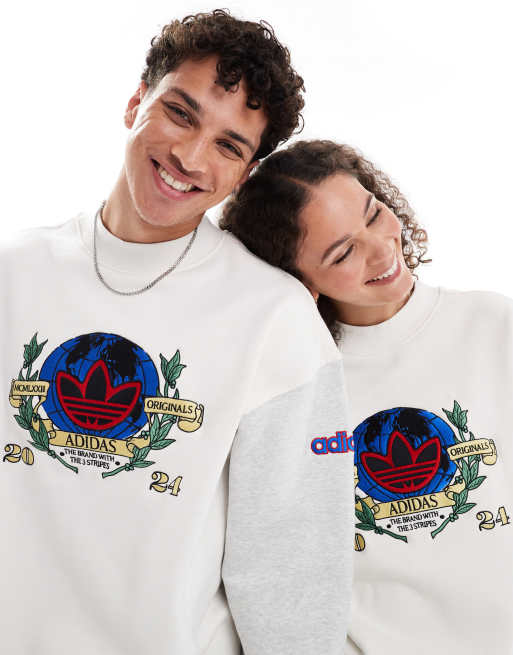adidas Originals – Biała bluza unisex z haftowanym motywem