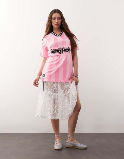 adidas Originals – Biała koronkowa spódnica midi