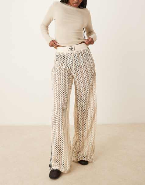 adidas Originals crochet track pants in white
