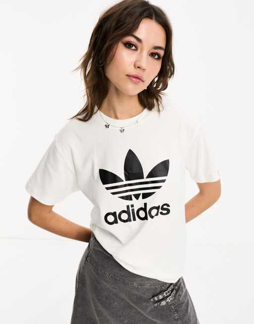 adidas Originals – Biały T-shirt o regularnym kroju z logo Trefoil