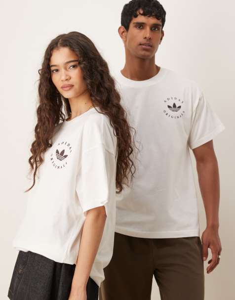 adidas Originals – Biały T-shirt z grafiką z logo Trefoil - view 1
