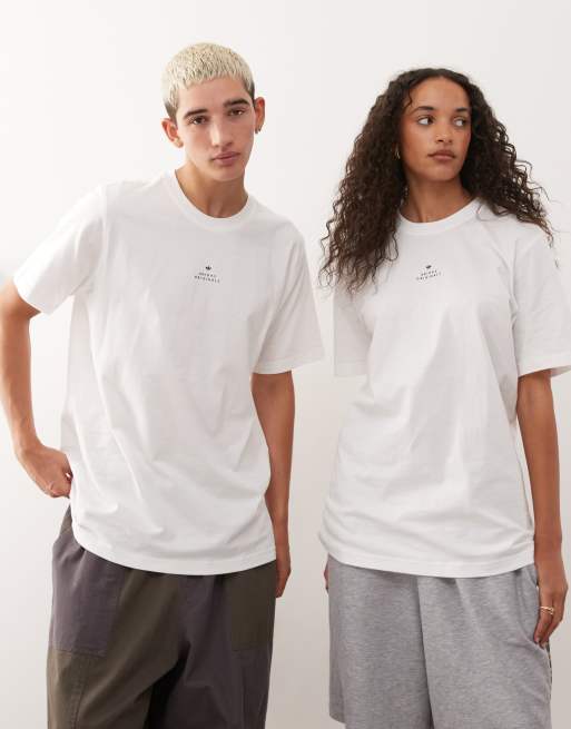 adidas Originals – Biały T-shirt z grafiką z małym logo