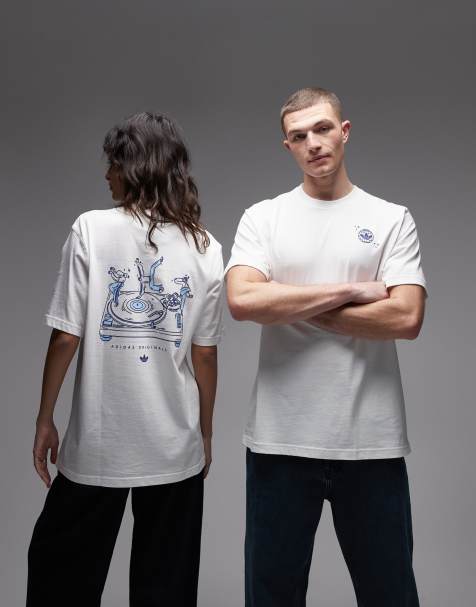 adidas Originals – Biały T-shirt z motywem kuli dyskotekowej - view 1