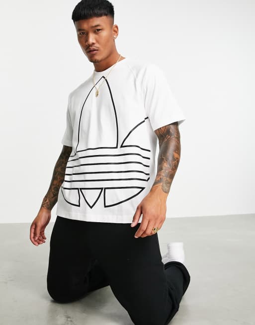 adidas originals big trefoil outline t shirt in white and black ASOS