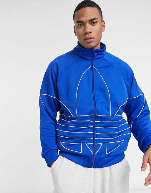 adidas Originals big trefoil outline track jacket in blue