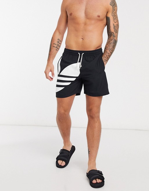 adidas Originals Big Trefoil swim shorts in black | ASOS