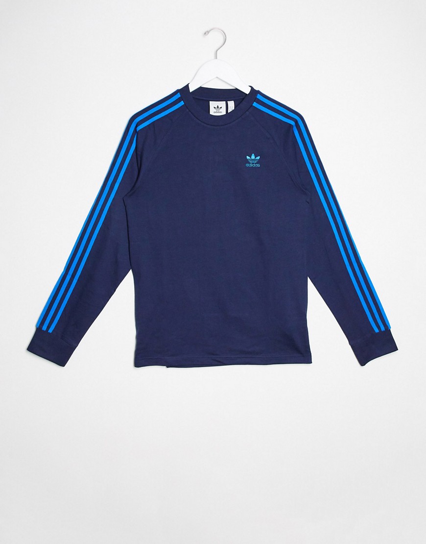 Adidas Originals – Blå långärmad topp med 3 ränder