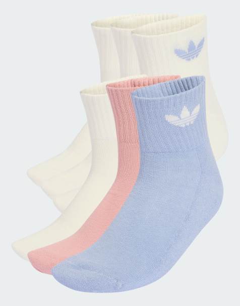 adidas Originals – Blå och malvafärgade halvhöga ankelstrumpor 6 par - view 1