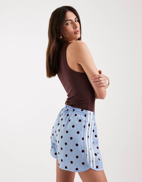 adidas Originals – Blå, prickiga löparshorts med 3 ränder - view 1