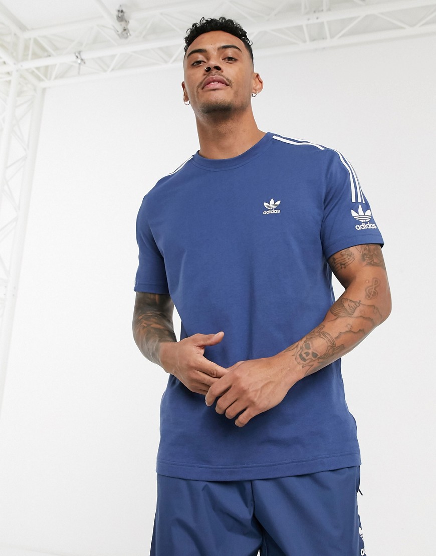 Adidas Originals – Blå t-shirt med 3 ränder