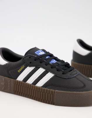 adidas originals samba rose trainers in black with dark gum sole