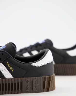 adidas originals samba rose trainers in black with dark gum sole