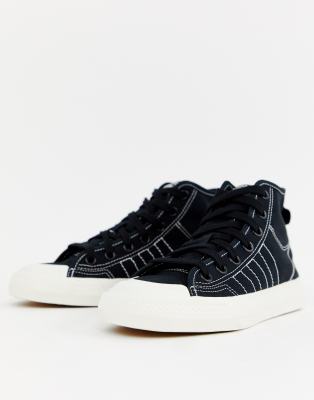 adidas Originals black high top Nizza sneakers