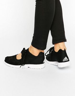 adidas black knitted trainers