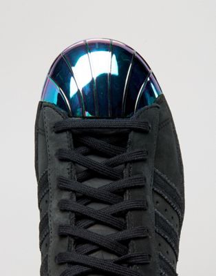 adidas originals black superstar sneakers with holographic metal toe cap