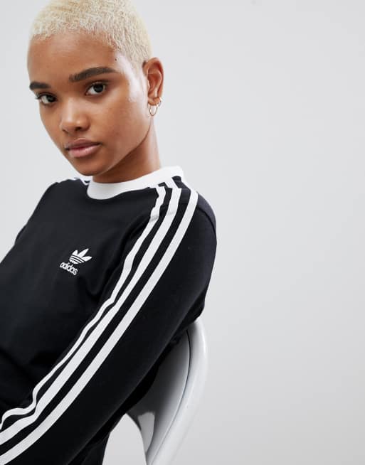 Adidas 3 stripe long sleeve clearance shirt