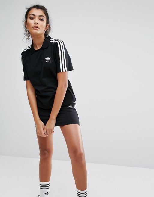 Adidas black collar t hot sale shirt