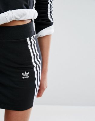 adidas originals black three stripe skirt